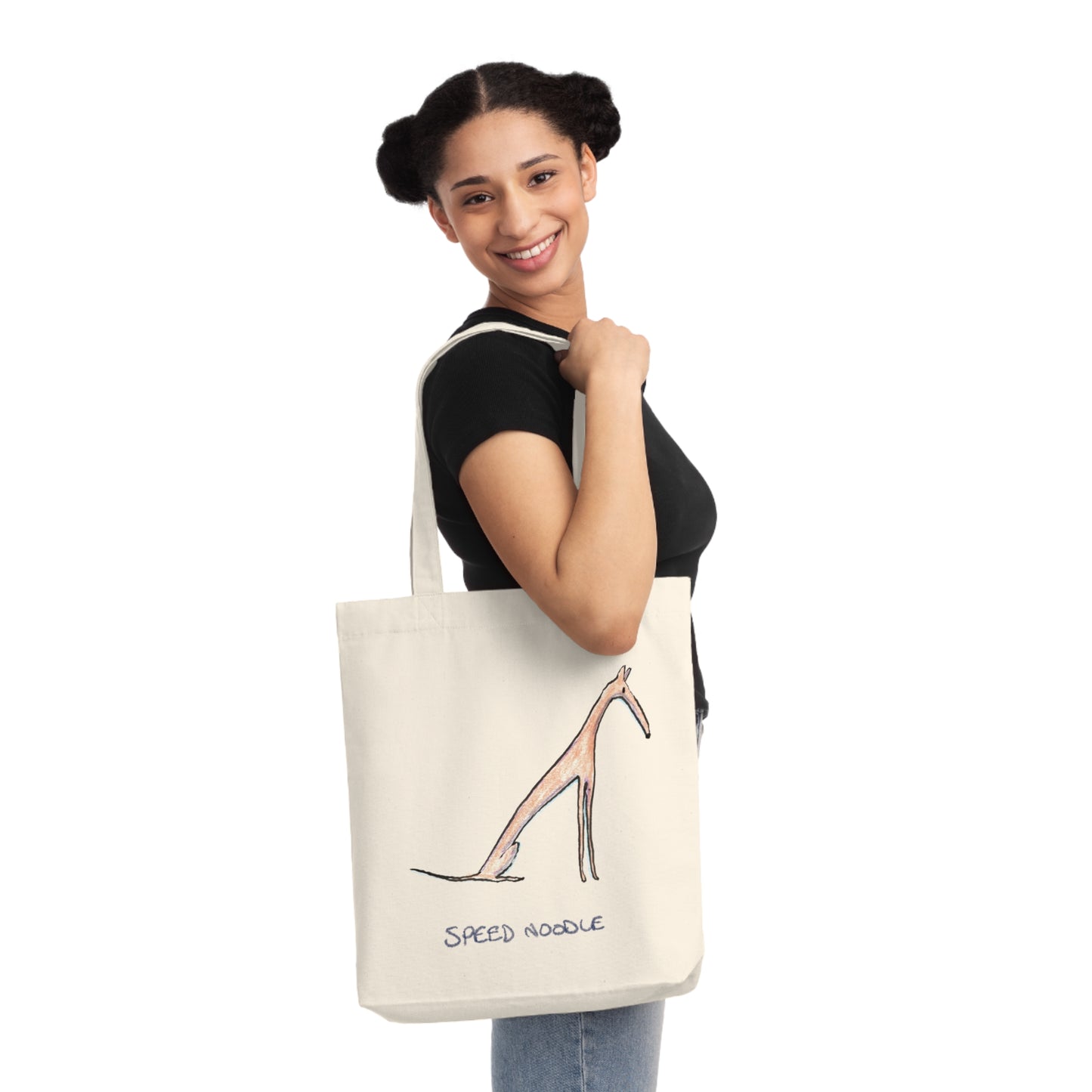 Sitting Speed Noodle Woven Tote Bag